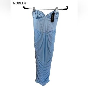 Elegant Blue Strapless Dress